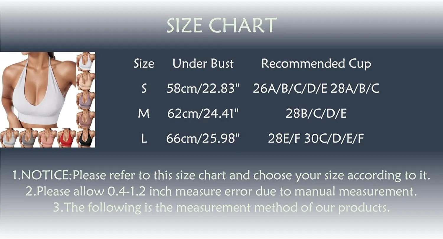 Women's Halterneck Sports Bra Backless Deep V Neck Sports Bustier Sexy Gym Push Up Bra Adjustable Straps Bras