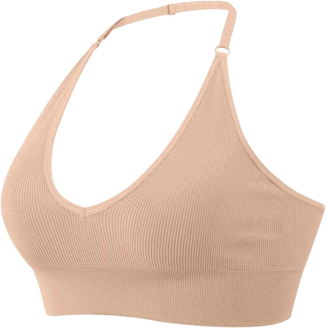 Women's Halterneck Sports Bra Backless Deep V Neck Sports Bustier Sexy Gym Push Up Bra Adjustable Straps Bras