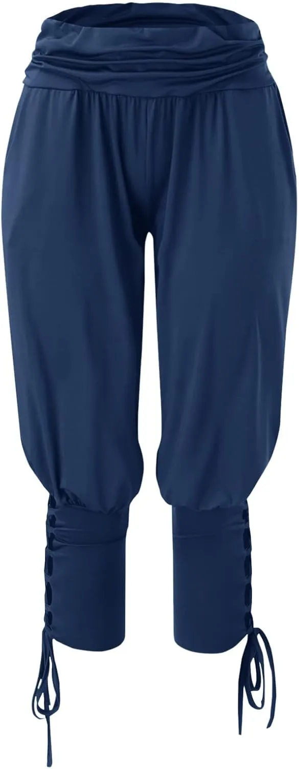 Womens Hippie Ankle Banded Harem Yoga Pants Gypsy Aladdin Pants Medieval Viking Navigator Pirate Renaissance Pants