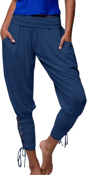 Womens Hippie Ankle Banded Harem Yoga Pants Gypsy Aladdin Pants Medieval Viking Navigator Pirate Renaissance Pants