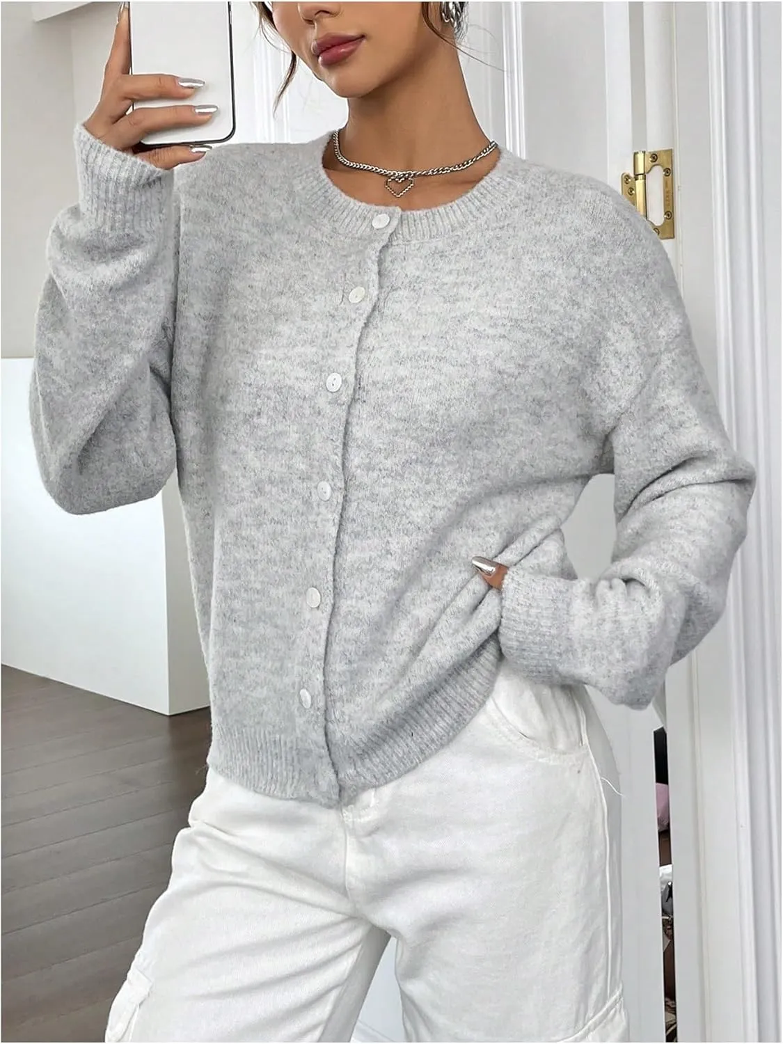 Women's Knit Cardigans Long Sleeve Button Dwon Lightweight Cardigan Sweaters Trendy Fall Outfits
