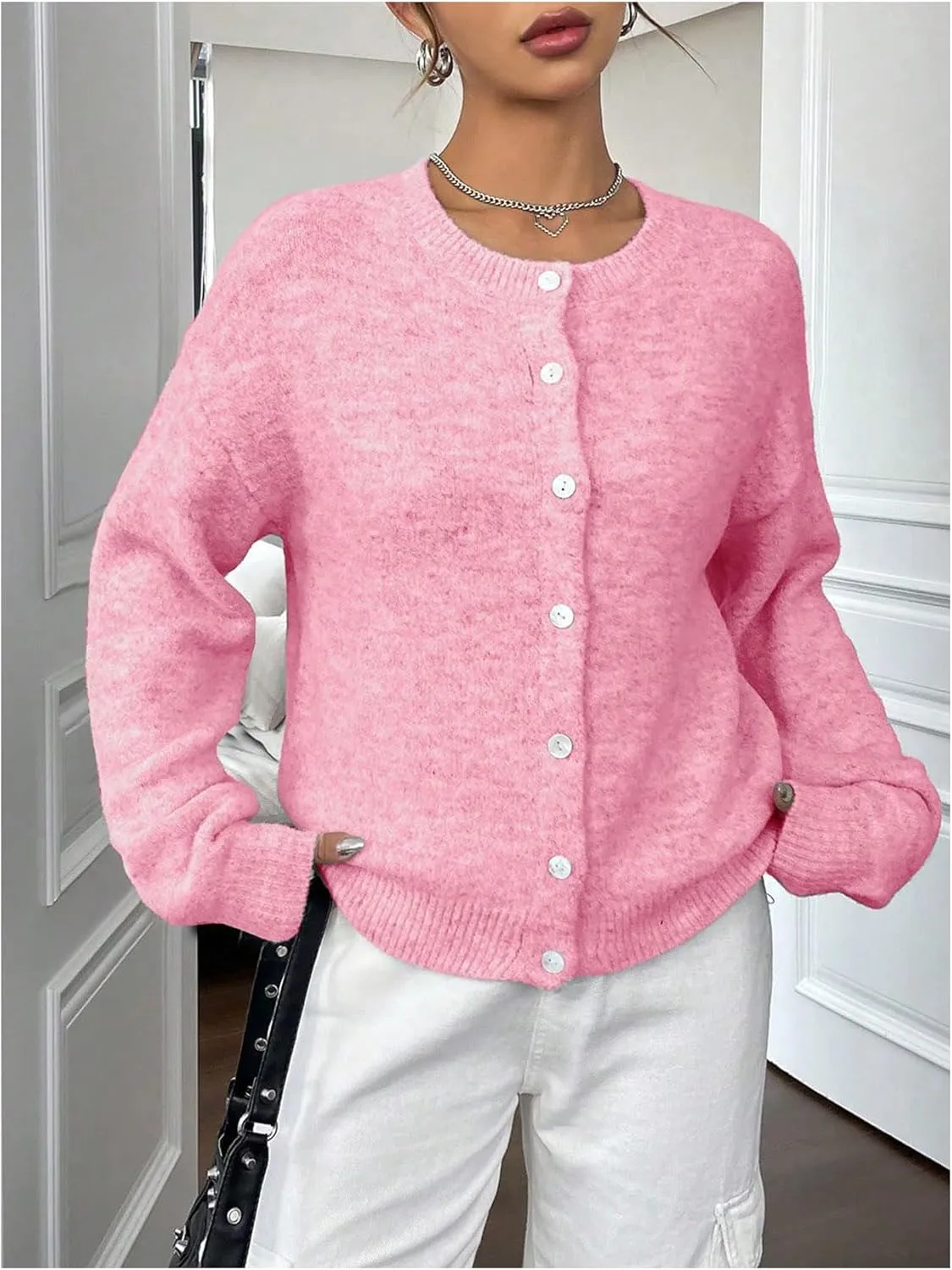 Women's Knit Cardigans Long Sleeve Button Dwon Lightweight Cardigan Sweaters Trendy Fall Outfits