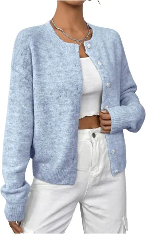 Women's Knit Cardigans Long Sleeve Button Dwon Lightweight Cardigan Sweaters Trendy Fall Outfits