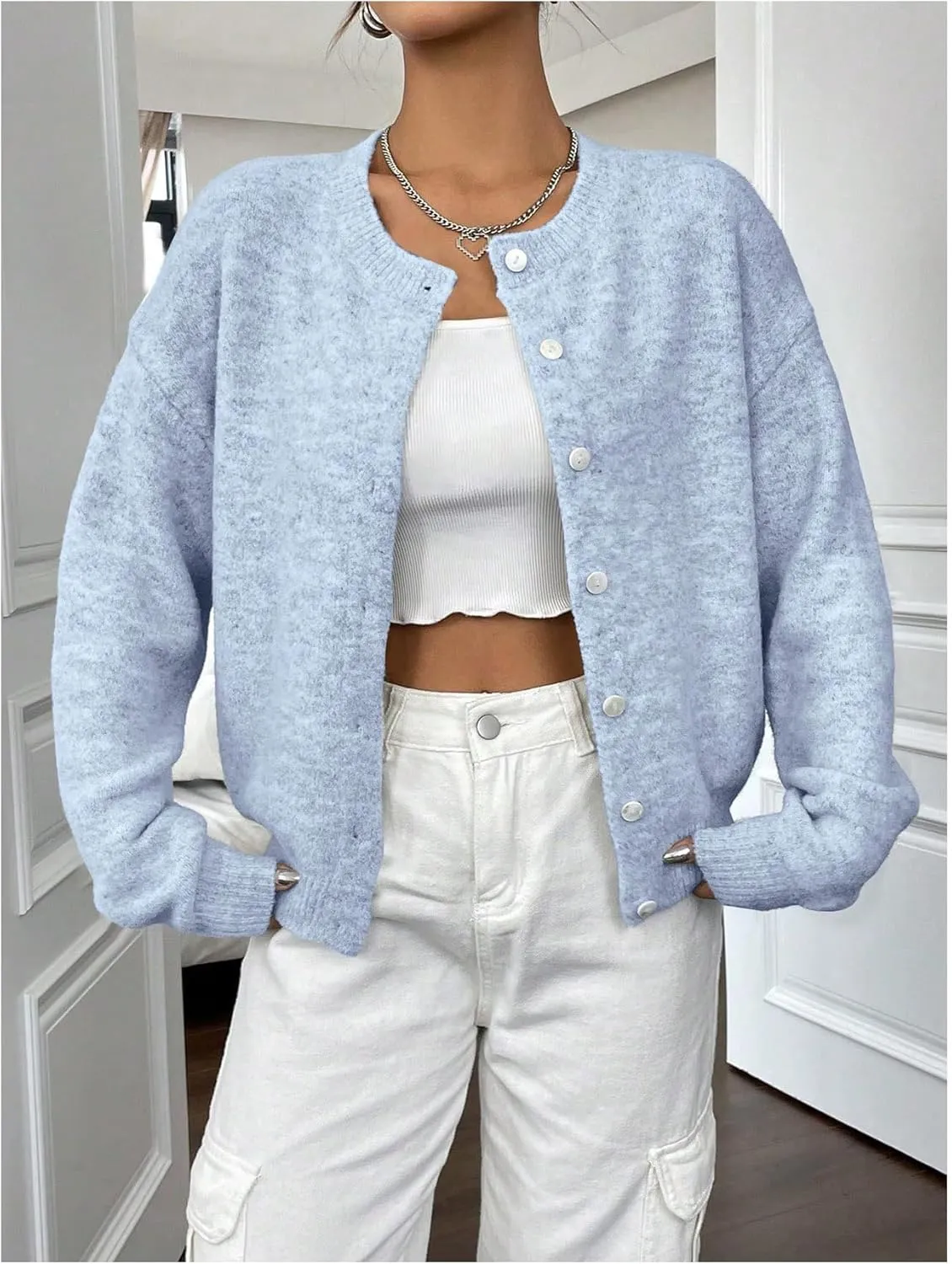 Women's Knit Cardigans Long Sleeve Button Dwon Lightweight Cardigan Sweaters Trendy Fall Outfits