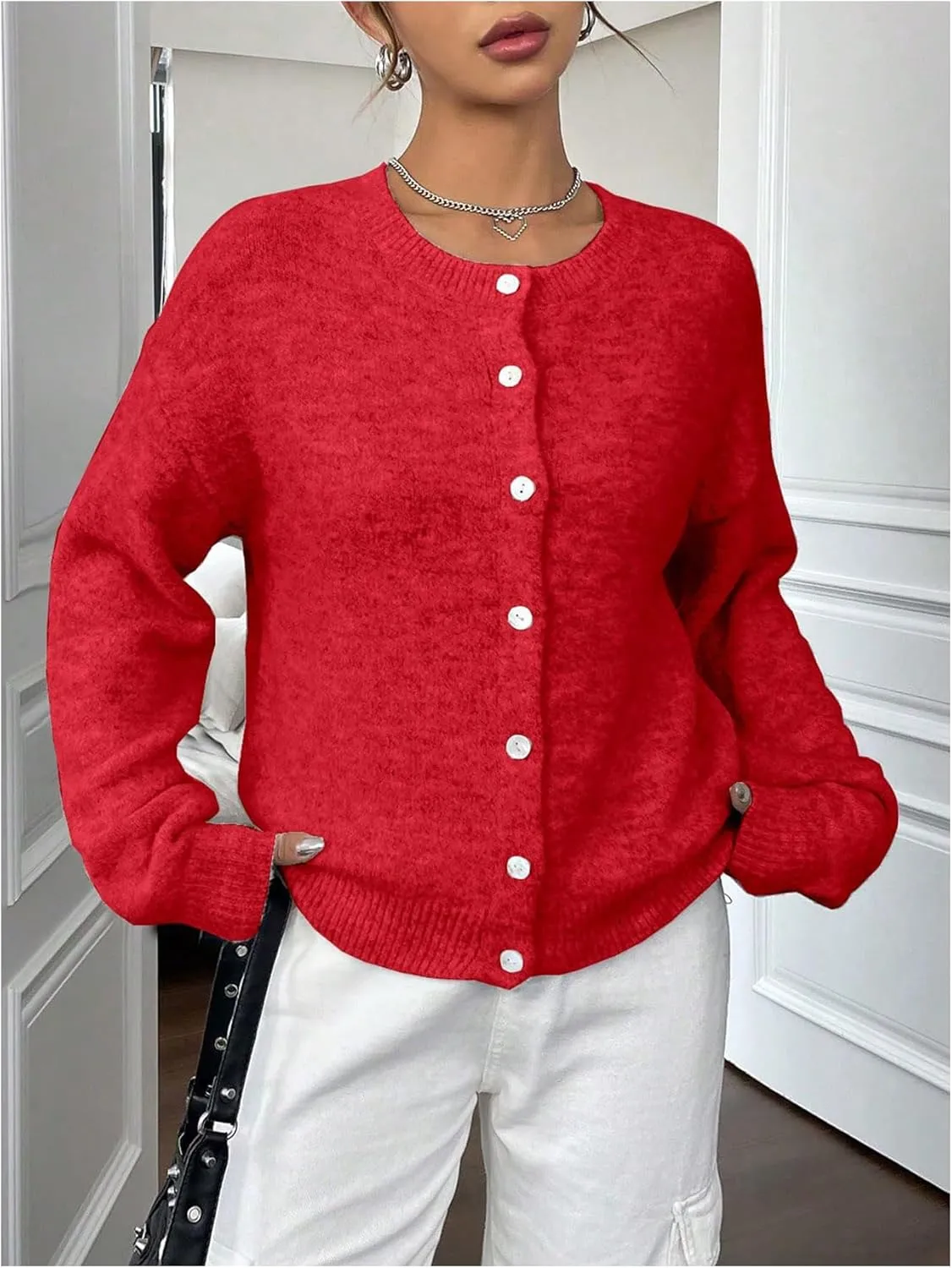 Women's Knit Cardigans Long Sleeve Button Dwon Lightweight Cardigan Sweaters Trendy Fall Outfits