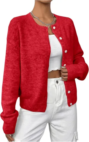 Women's Knit Cardigans Long Sleeve Button Dwon Lightweight Cardigan Sweaters Trendy Fall Outfits