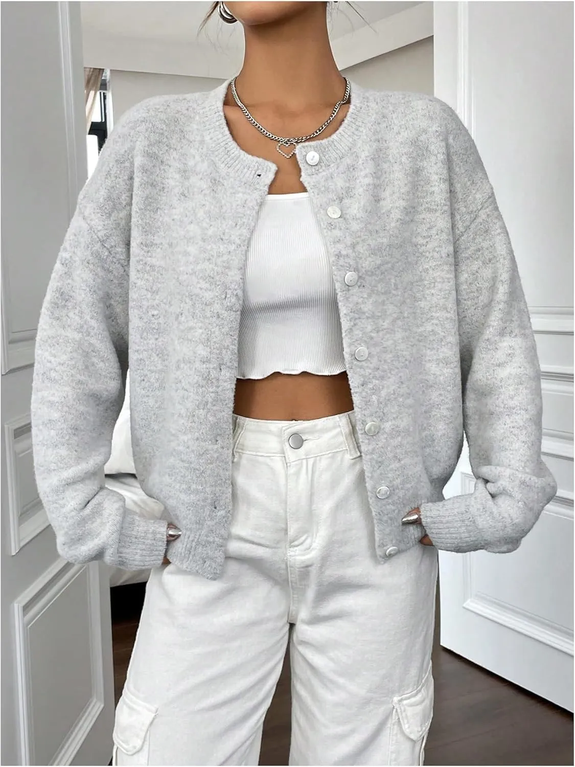 Women's Knit Cardigans Long Sleeve Button Dwon Lightweight Cardigan Sweaters Trendy Fall Outfits