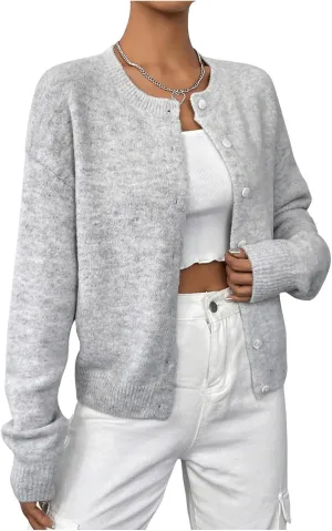 Women's Knit Cardigans Long Sleeve Button Dwon Lightweight Cardigan Sweaters Trendy Fall Outfits