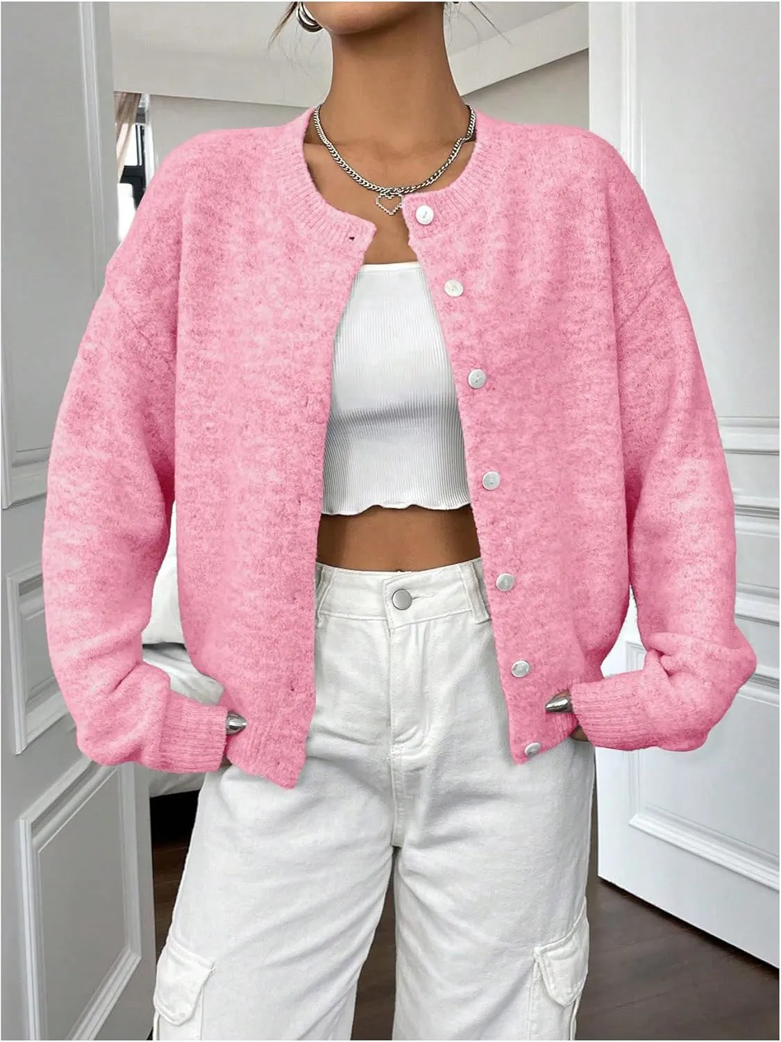 Women's Knit Cardigans Long Sleeve Button Dwon Lightweight Cardigan Sweaters Trendy Fall Outfits