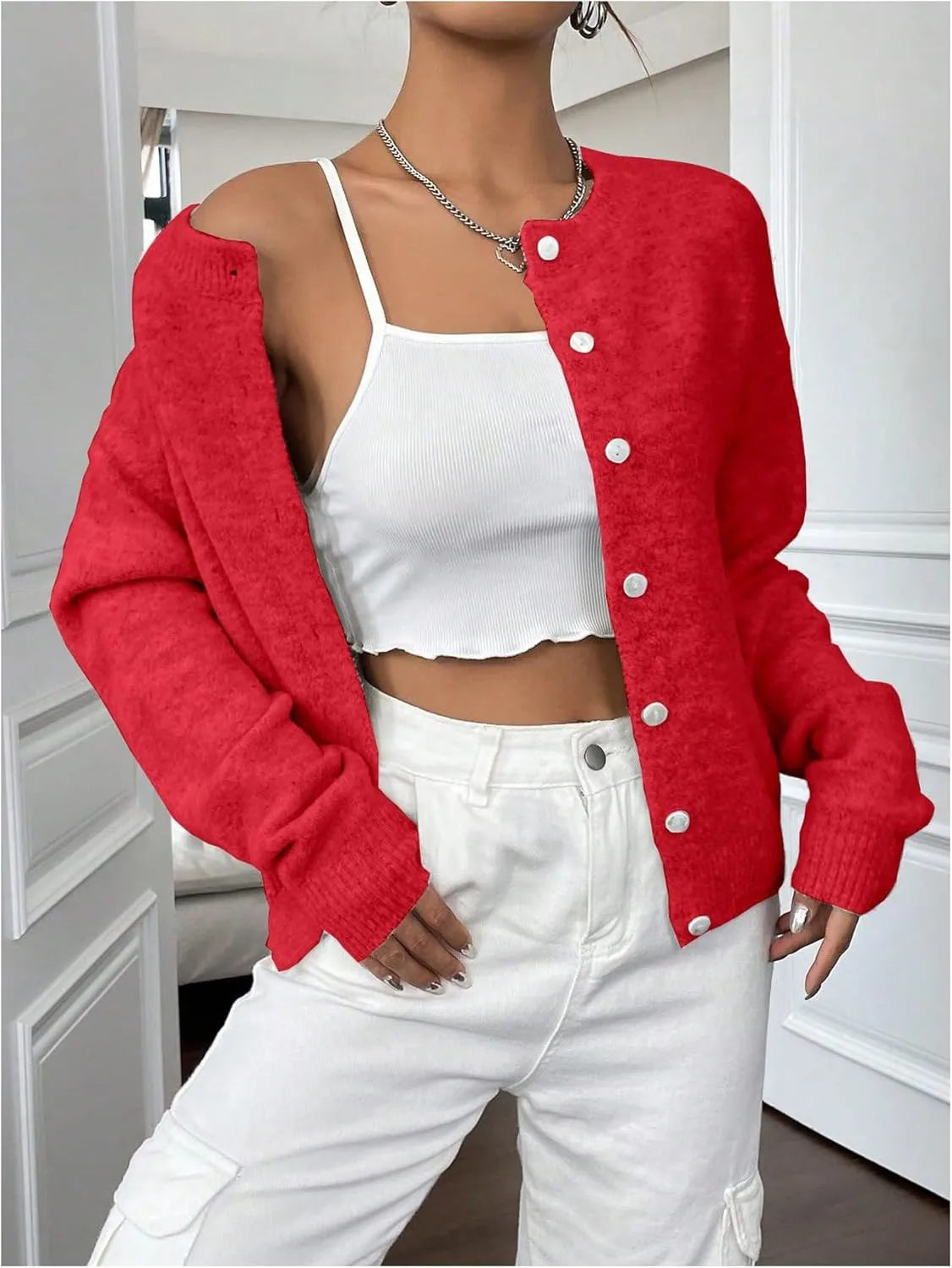 Women's Knit Cardigans Long Sleeve Button Dwon Lightweight Cardigan Sweaters Trendy Fall Outfits
