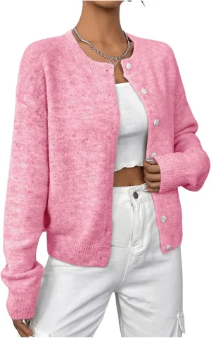 Women's Knit Cardigans Long Sleeve Button Dwon Lightweight Cardigan Sweaters Trendy Fall Outfits