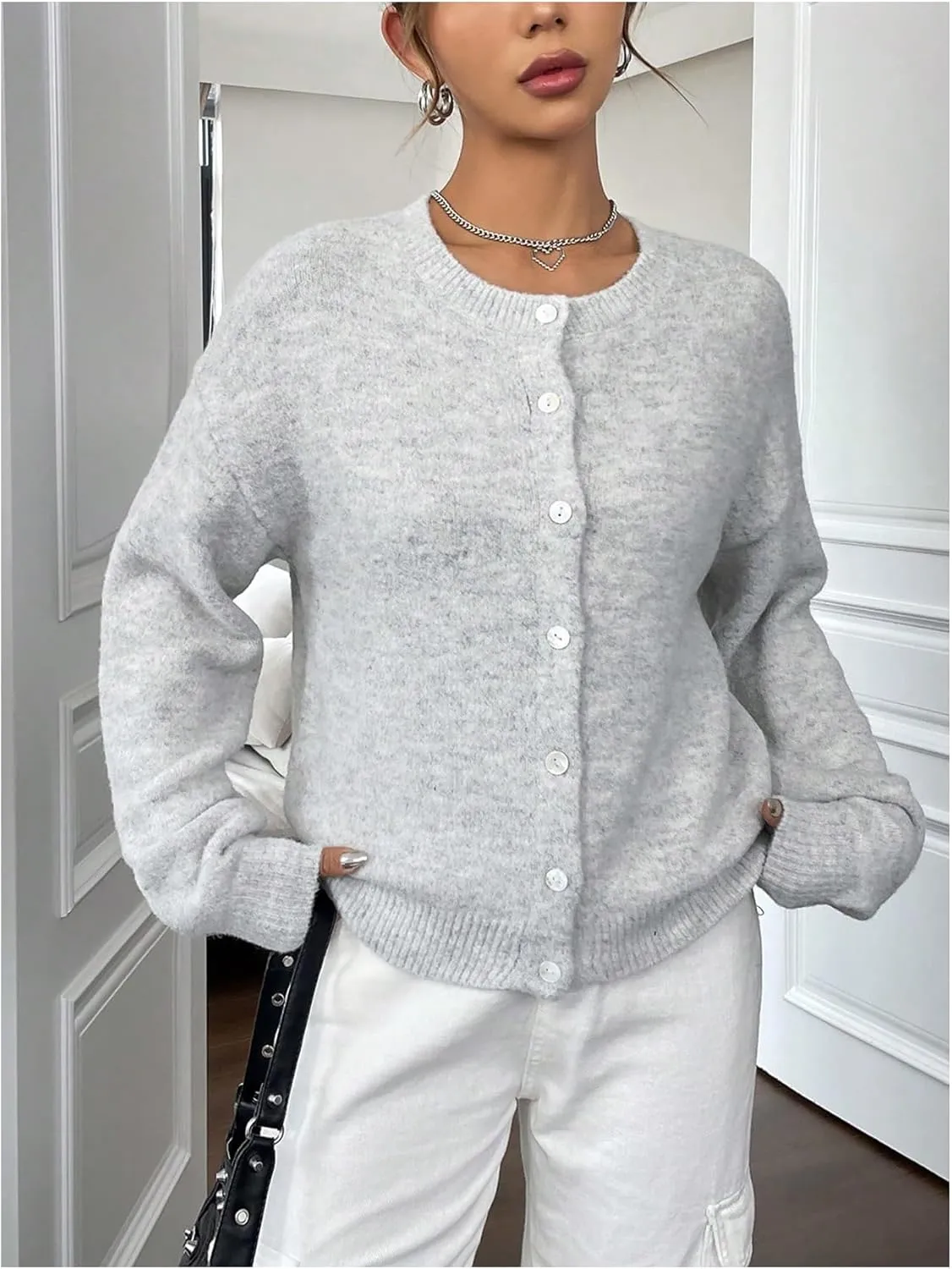 Women's Knit Cardigans Long Sleeve Button Dwon Lightweight Cardigan Sweaters Trendy Fall Outfits