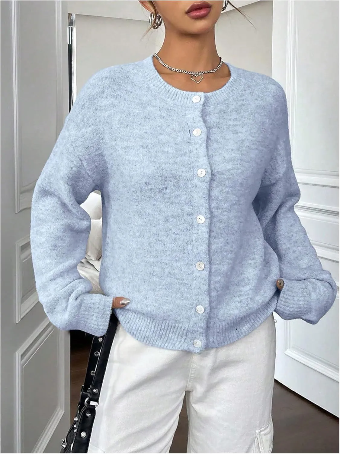 Women's Knit Cardigans Long Sleeve Button Dwon Lightweight Cardigan Sweaters Trendy Fall Outfits