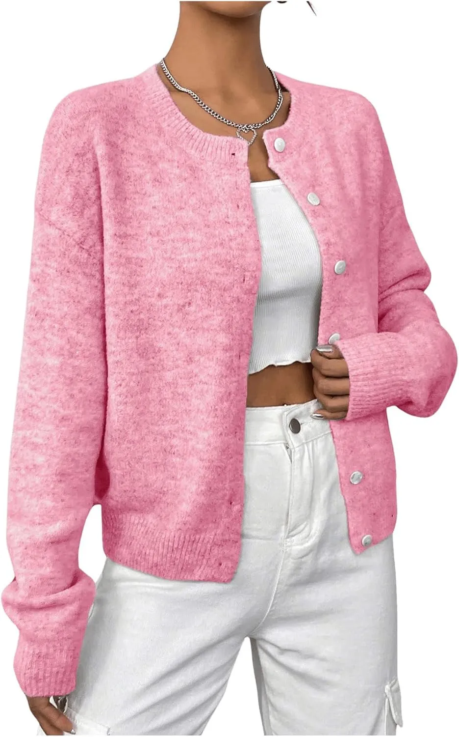 Women's Knit Cardigans Long Sleeve Button Dwon Lightweight Cardigan Sweaters Trendy Fall Outfits