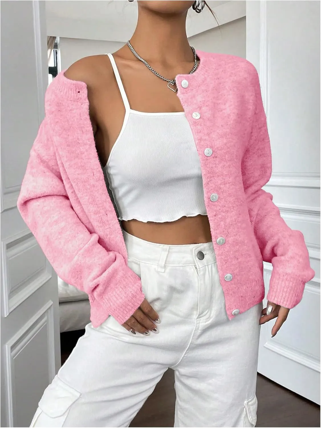 Women's Knit Cardigans Long Sleeve Button Dwon Lightweight Cardigan Sweaters Trendy Fall Outfits