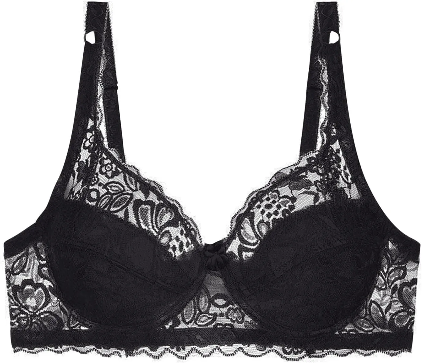 Women's Lace Mesh Balconette Bra Push Up Sexy Full Coverage Bralette Wirefree Padded Bras Comfort Everyday Bras