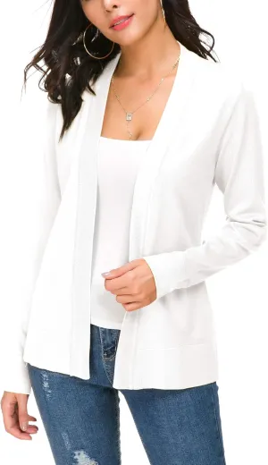 Women's Long Sleeve Open Front Cardigan Sweater Lightweight Casual Knit Sweaters