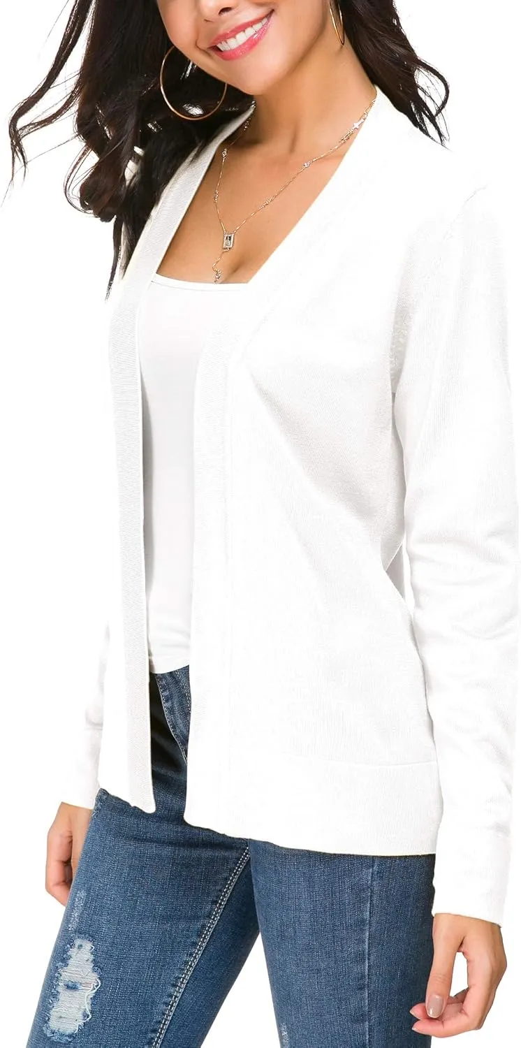 Women's Long Sleeve Open Front Cardigan Sweater Lightweight Casual Knit Sweaters