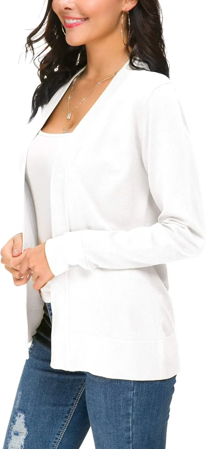Women's Long Sleeve Open Front Cardigan Sweater Lightweight Casual Knit Sweaters