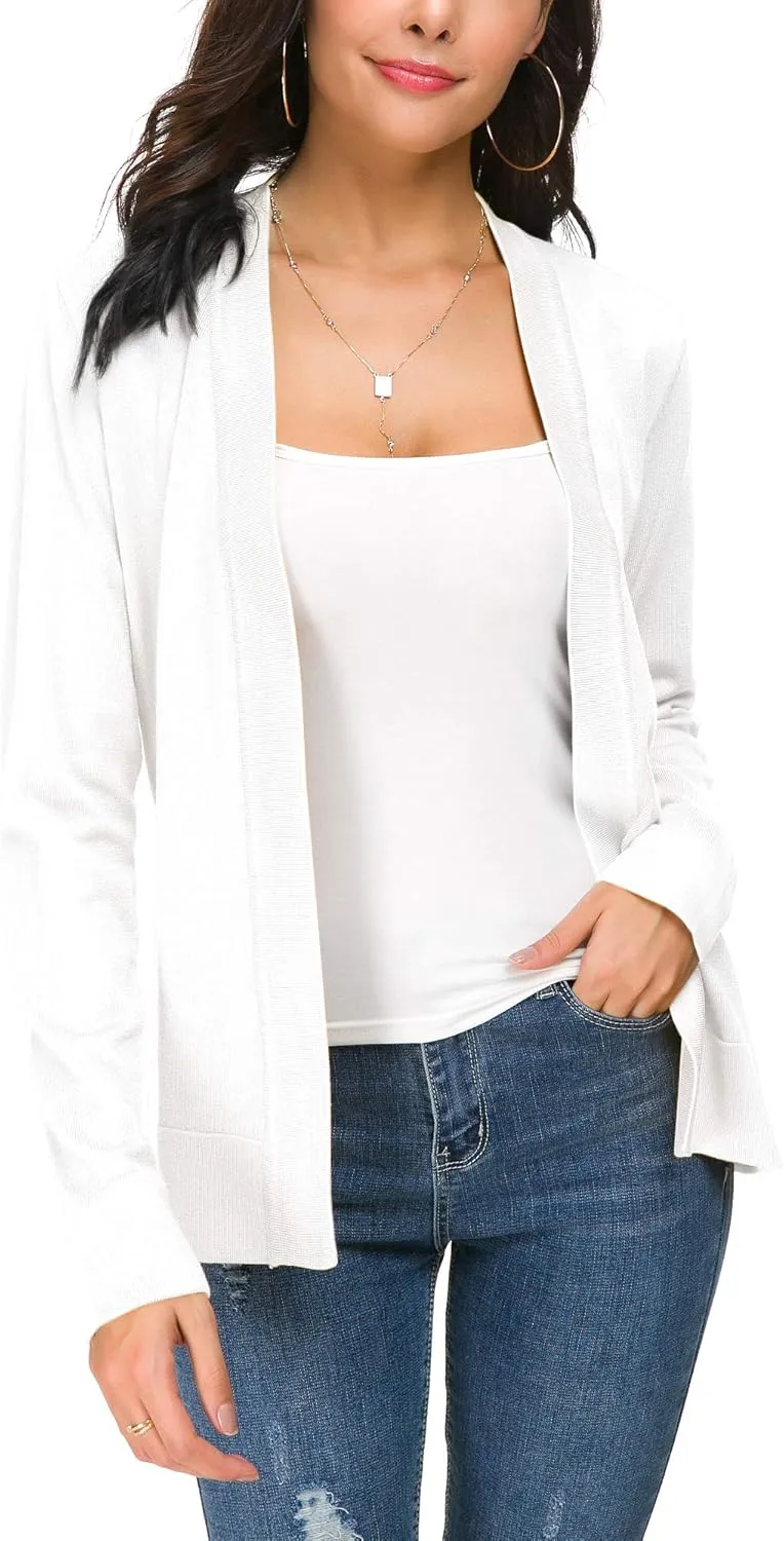Women's Long Sleeve Open Front Cardigan Sweater Lightweight Casual Knit Sweaters