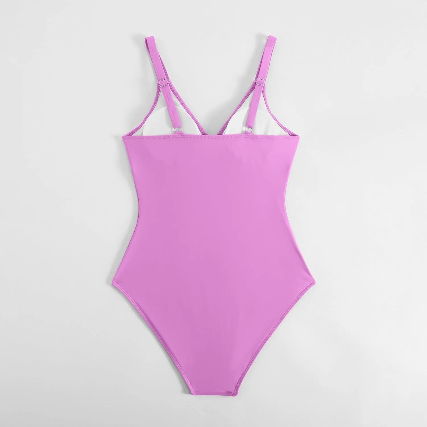 Women's One Piece Color Block Swimsuit Sexy Tummy Control Slimming Bathing Suit V Neck Cutout High Waisted Swimwear
