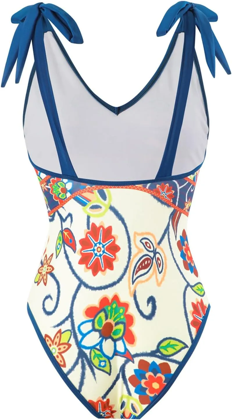 Women's One-Piece Swimsuit with Cover Ups Swimsuit Beachwear Fashion Sexy Backless Bathing Suit Printed Swimwear