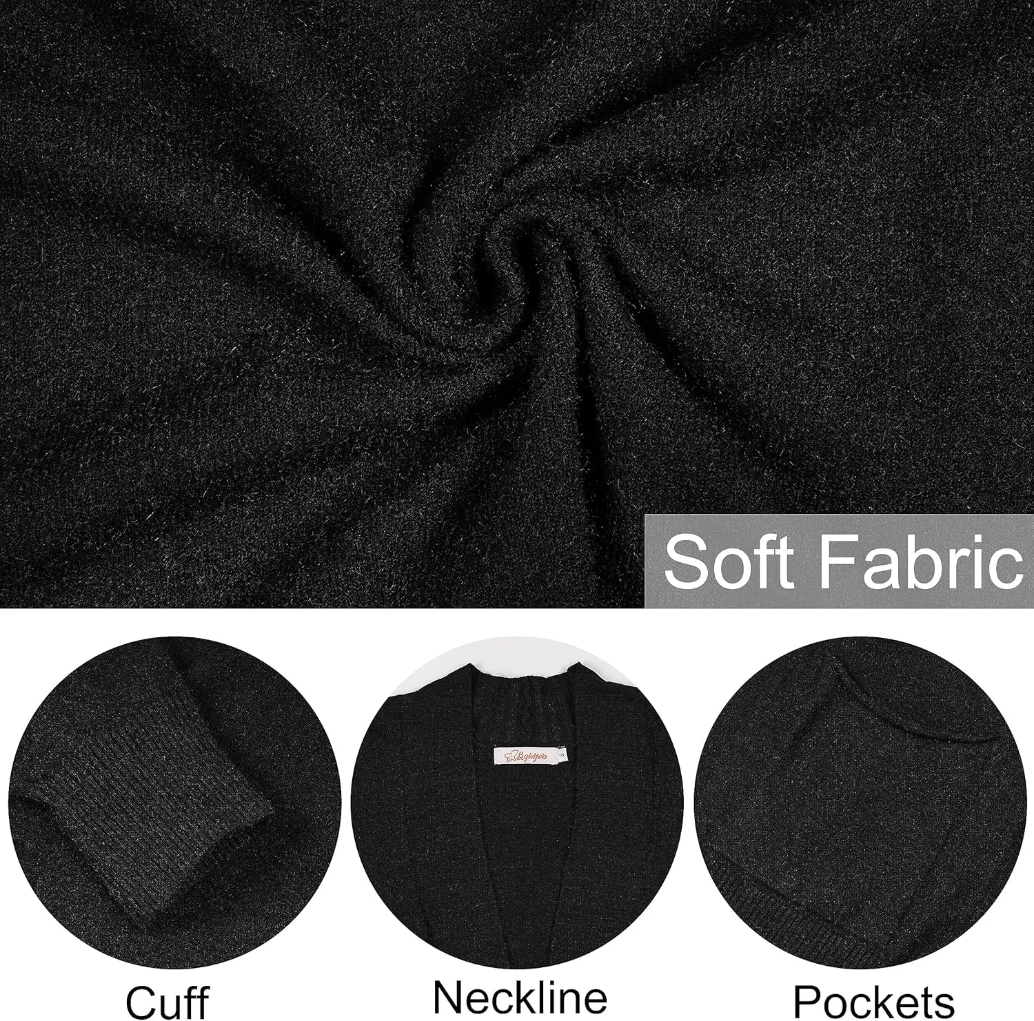 Women's Open Front Cardigan with Pockets Long Sleeve Casual Knit Sweaters