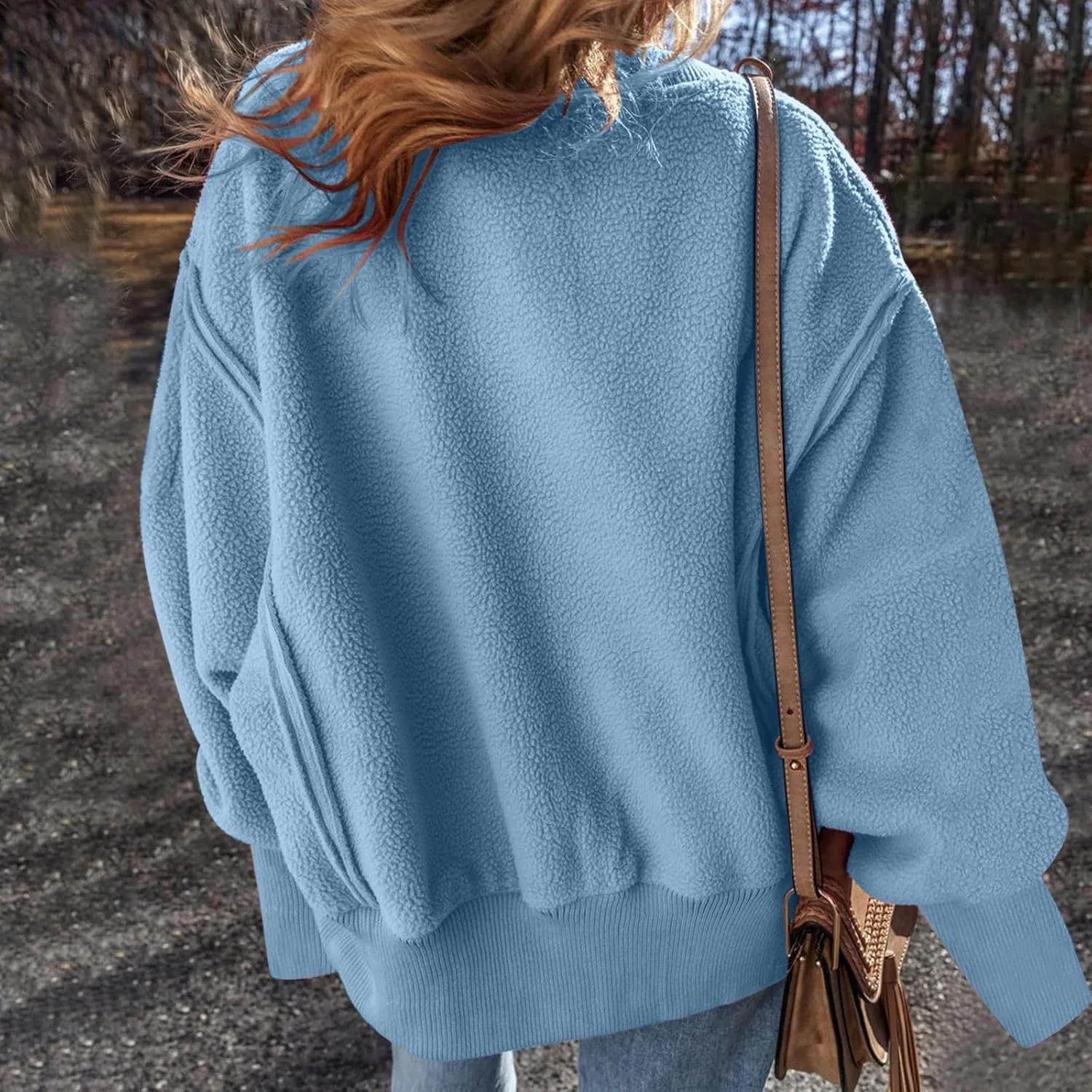 Women's Oversized Crewneck Sweatshirts Trendy Long Sleeve Fleece Pullover Fall Fashion Tops Comfort Winter Clothes