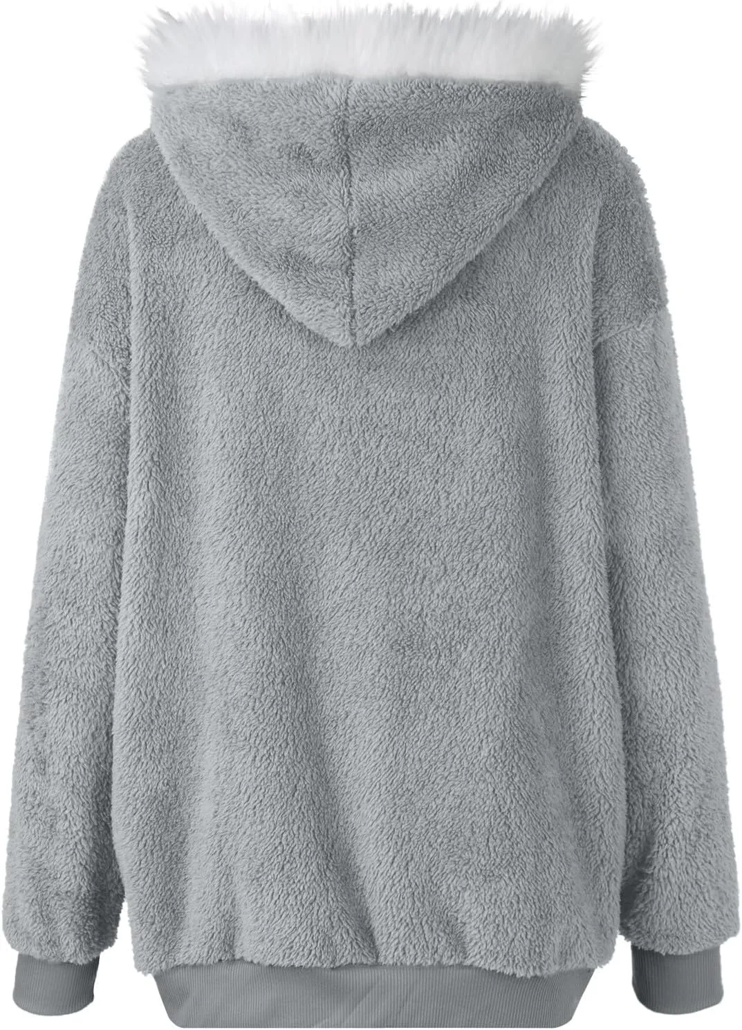 Womens Oversized Fleece Hoodie Sherpa Jacket Full Zip Up Fuzzy Hooded Coats Shaggy Warm Winter Outerwear with Pockets