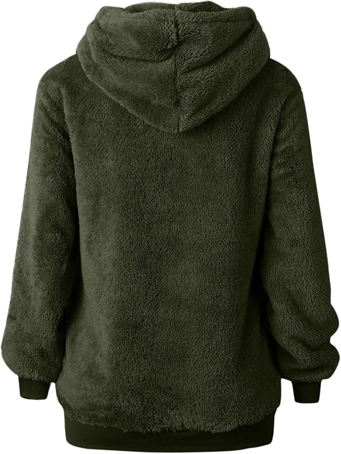 Womens Oversized Fuzzy Hoodie Winter Warm Sherpa Fleece Hooded Sweatshirts Cozy Zipper Fluffy Coat With Pockets