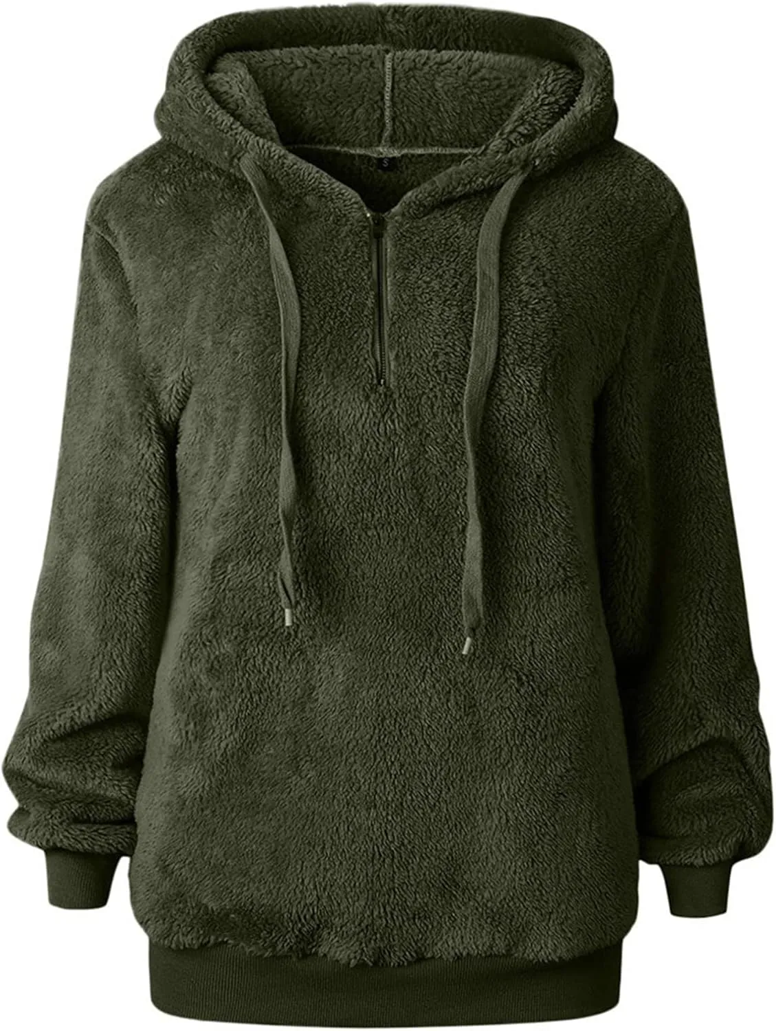 Womens Oversized Fuzzy Hoodie Winter Warm Sherpa Fleece Hooded Sweatshirts Cozy Zipper Fluffy Coat With Pockets
