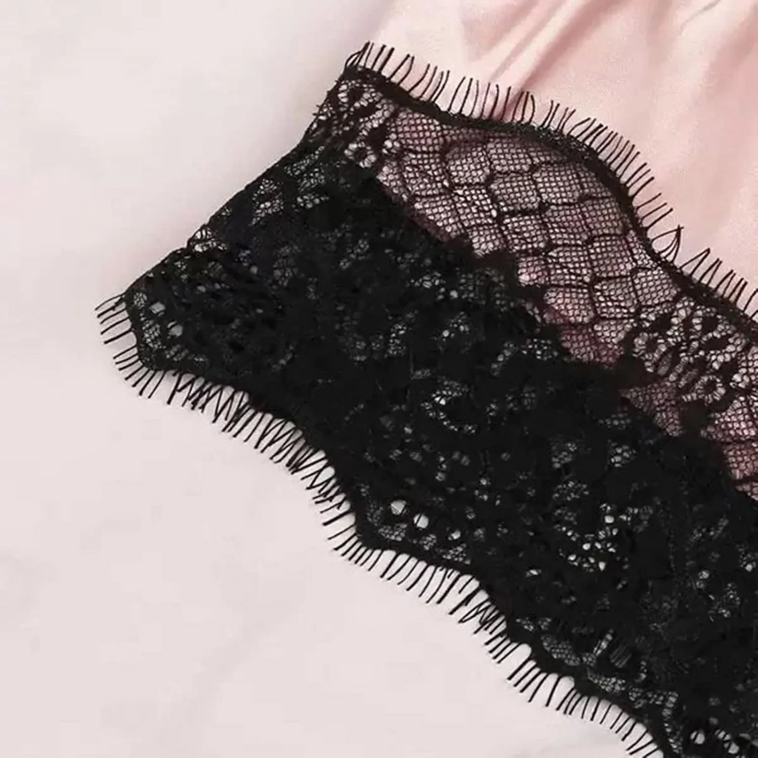 Womens Pajamas Lingerie Set Sexy Floral Lace Sleepwear Camisole and Satin Panty 2 Piece Nightwear Pjs Lounge Sets