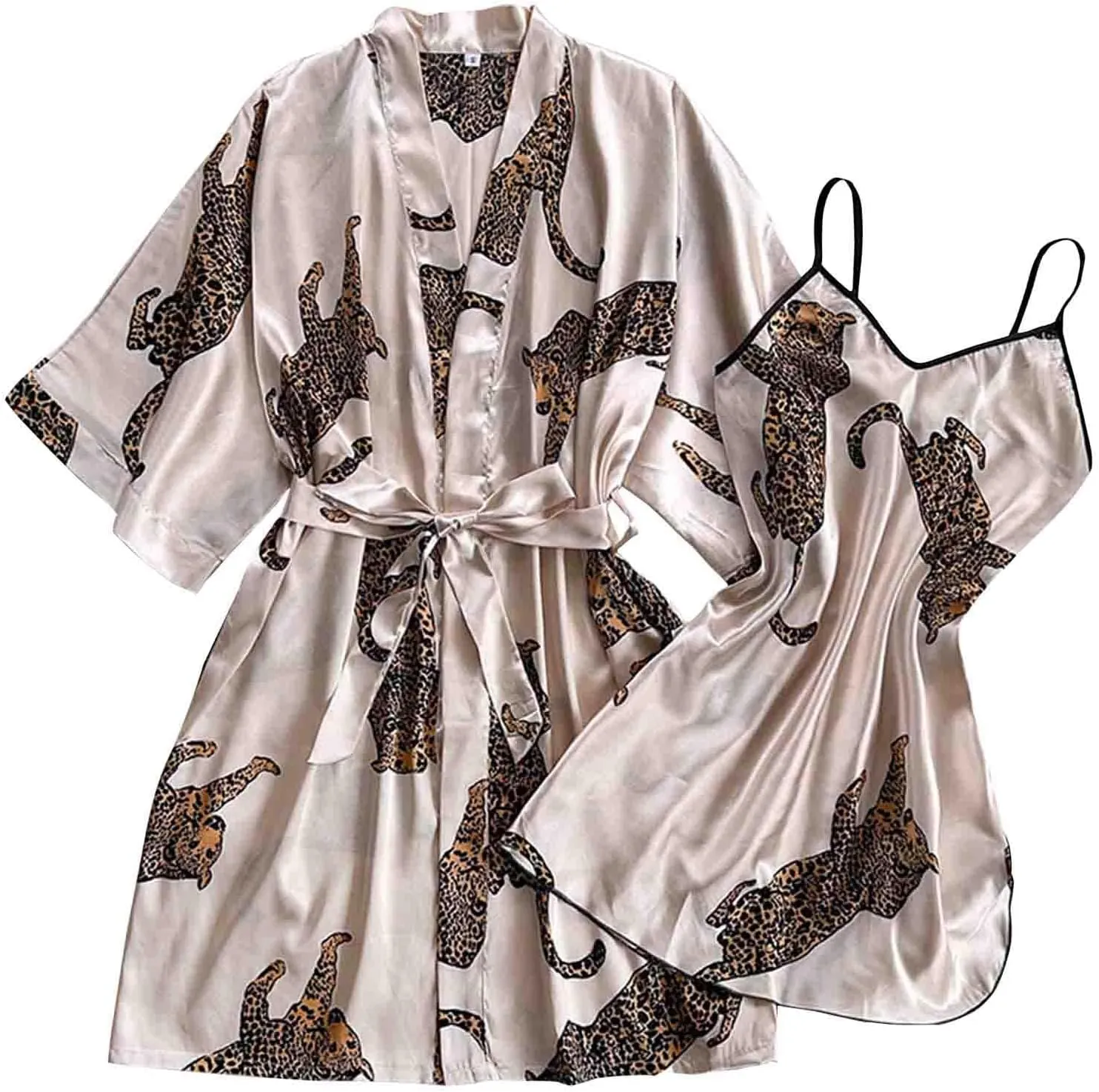 Womens Pajamas Set Soft Comfy Short Spa Robe V-Neck Sleepwear Robes Sets Fashion 2024 Printed Casual Nightwear