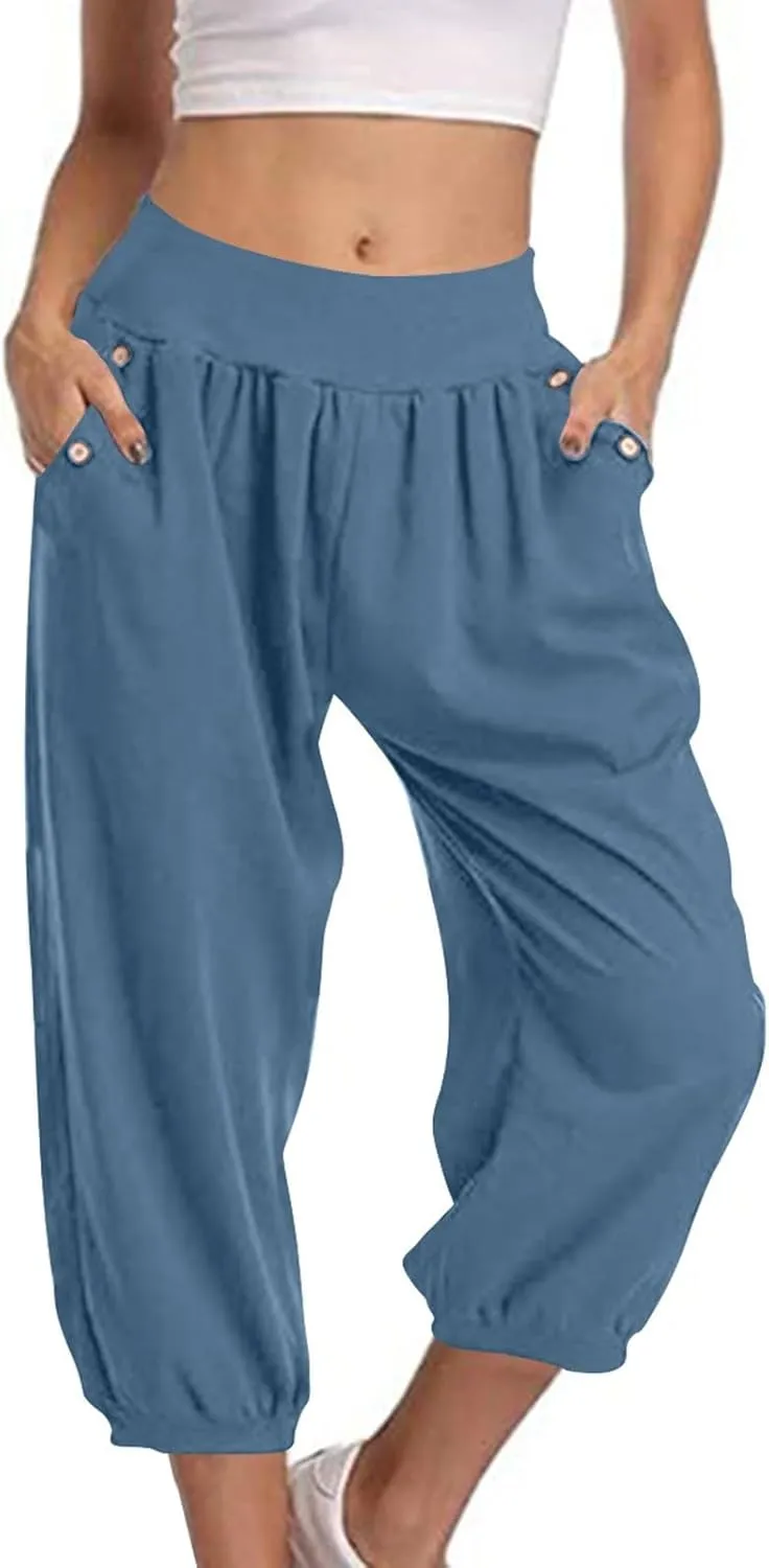 Womens Pants Track Athletic Pants for Women Loose Fit High Cut Straight Leg Basic Cuff Leg Fall Summer Pants 2025