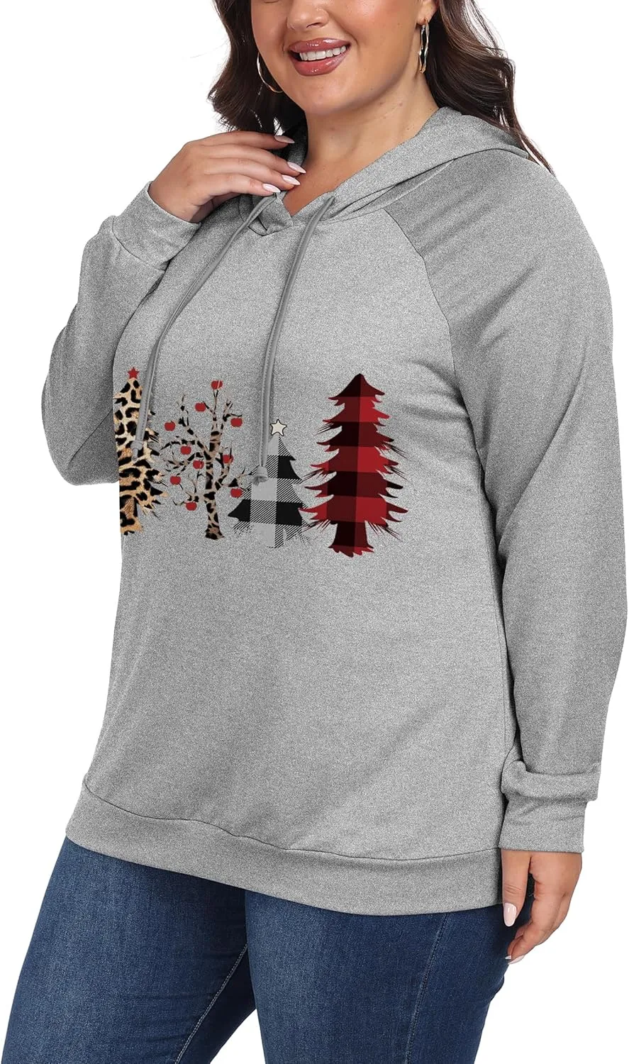 Women's Plus Size Hoodies Long Sleeve Drawstring Pullover Sweatshirt with Pocket XL-5XL
