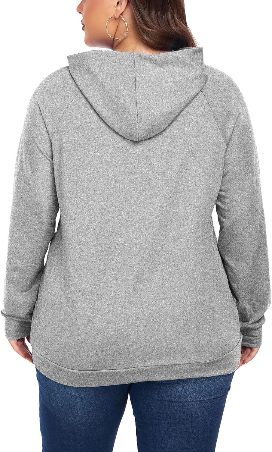 Women's Plus Size Hoodies Long Sleeve Drawstring Pullover Sweatshirt with Pocket XL-5XL