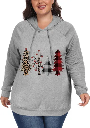 Women's Plus Size Hoodies Long Sleeve Drawstring Pullover Sweatshirt with Pocket XL-5XL