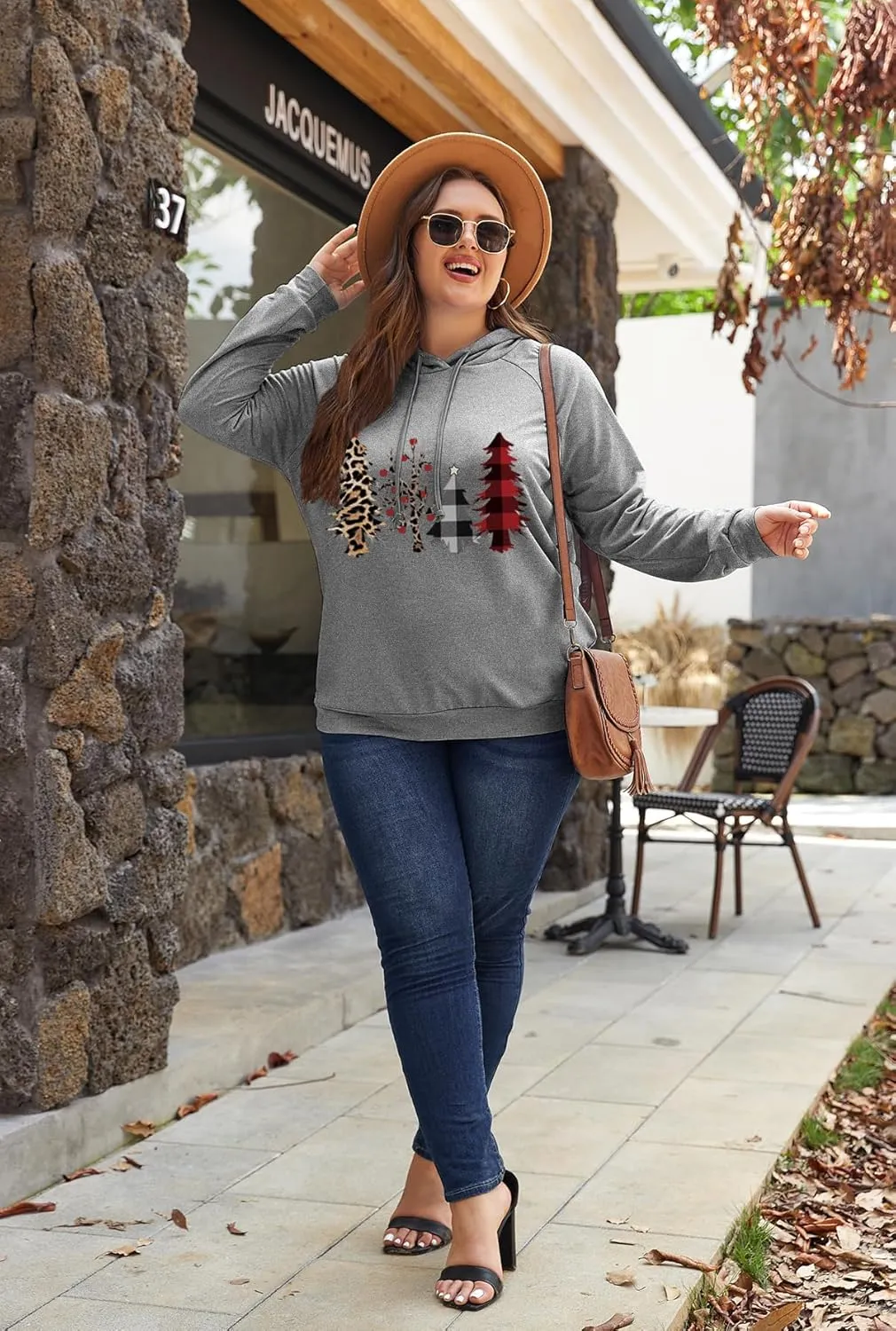 Women's Plus Size Hoodies Long Sleeve Drawstring Pullover Sweatshirt with Pocket XL-5XL