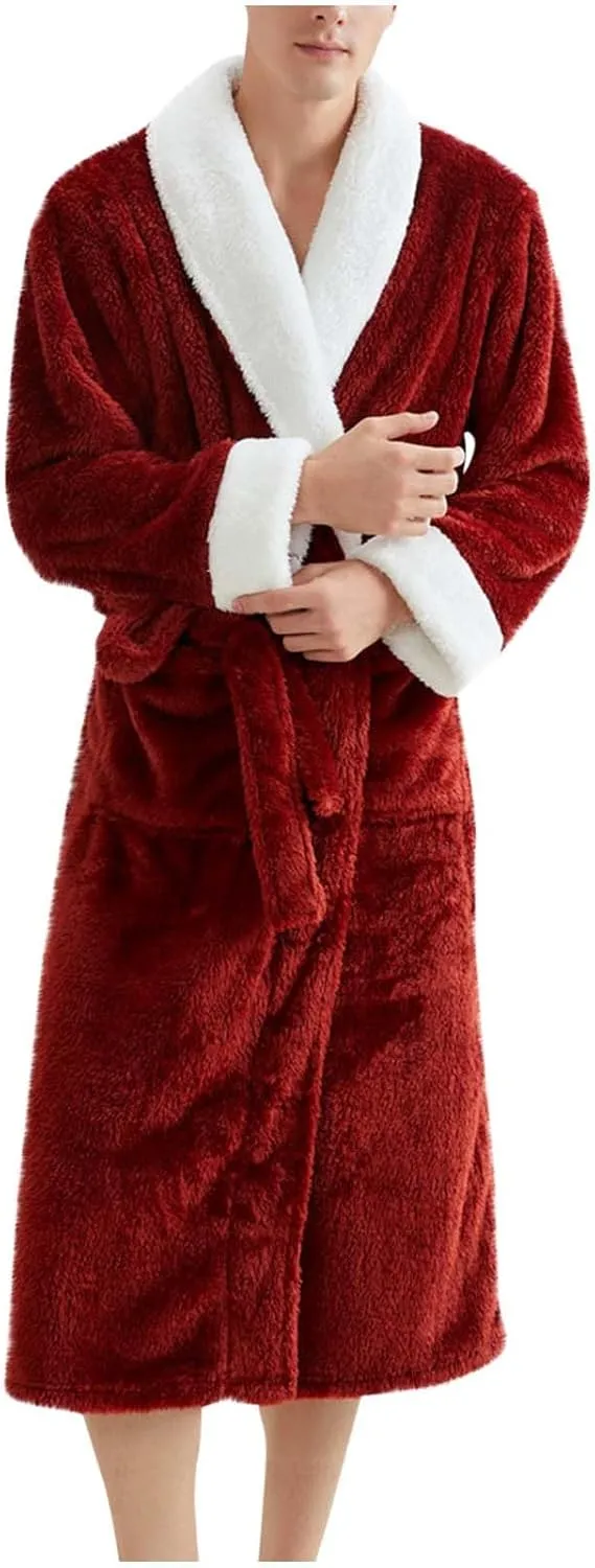 Womens Plush Robes Soft Cozy Warm Long Bathrobe Fluffy Fuzzy Fleece Winter Nightgown Belted Loungewear with Pockets