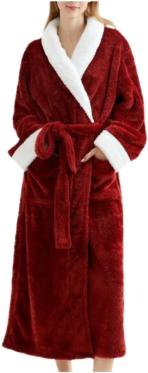 Womens Plush Robes Soft Cozy Warm Long Bathrobe Fluffy Fuzzy Fleece Winter Nightgown Belted Loungewear with Pockets