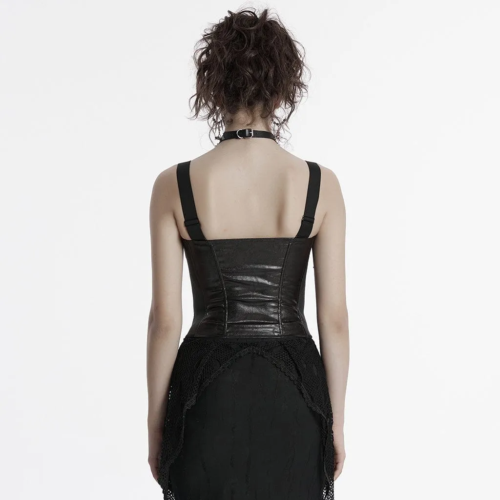 Women's Punk Faux Leather Splice Vest