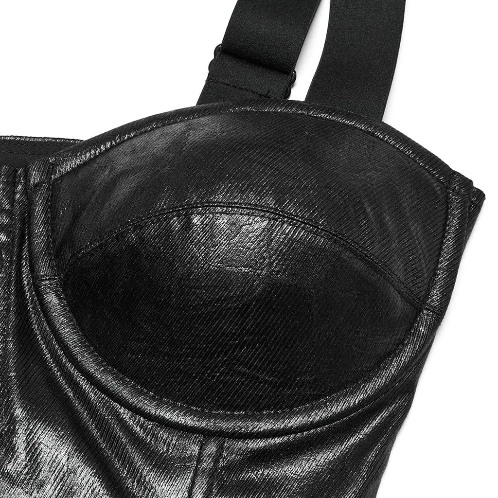 Women's Punk Faux Leather Splice Vest