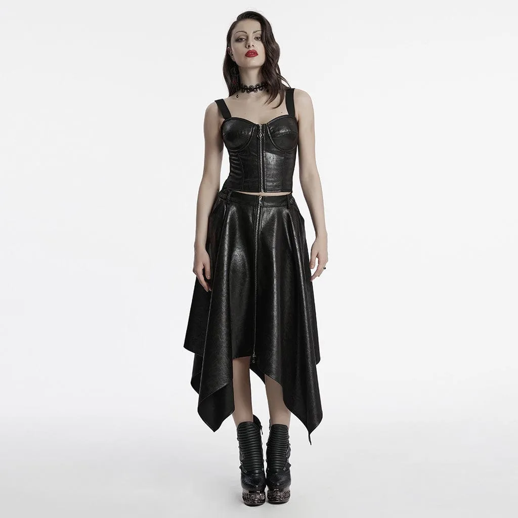 Women's Punk Faux Leather Splice Vest