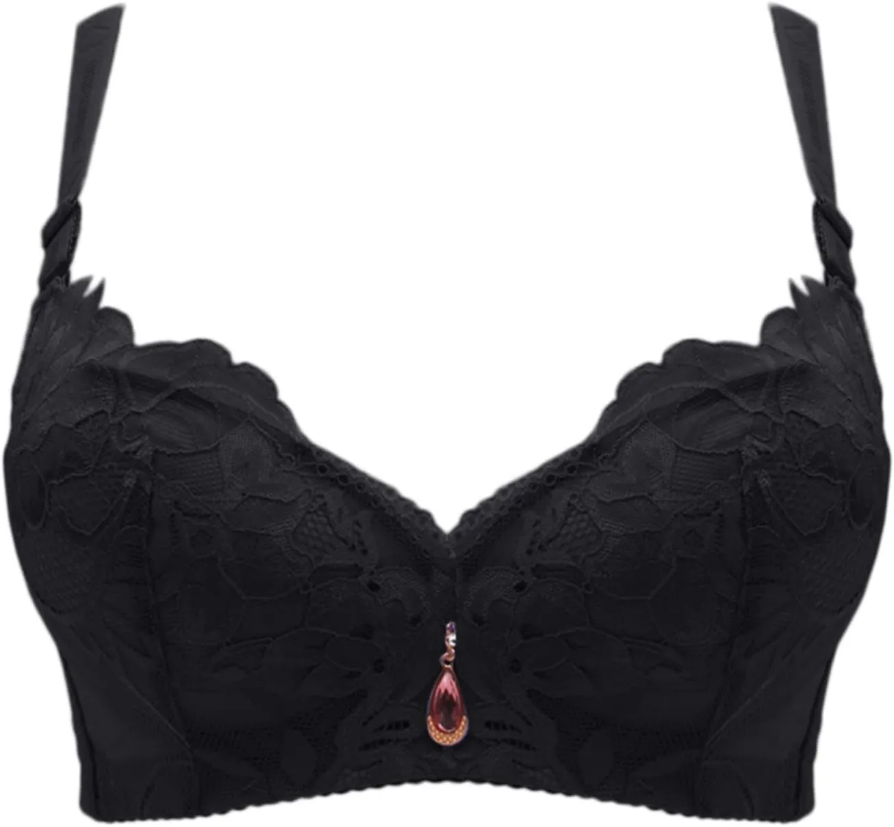 Womens Push Up Lace Bra Comfort Padded Underwire Bra Lacy Full-Coverage Wirefree Bra Lift Up Add One Cup