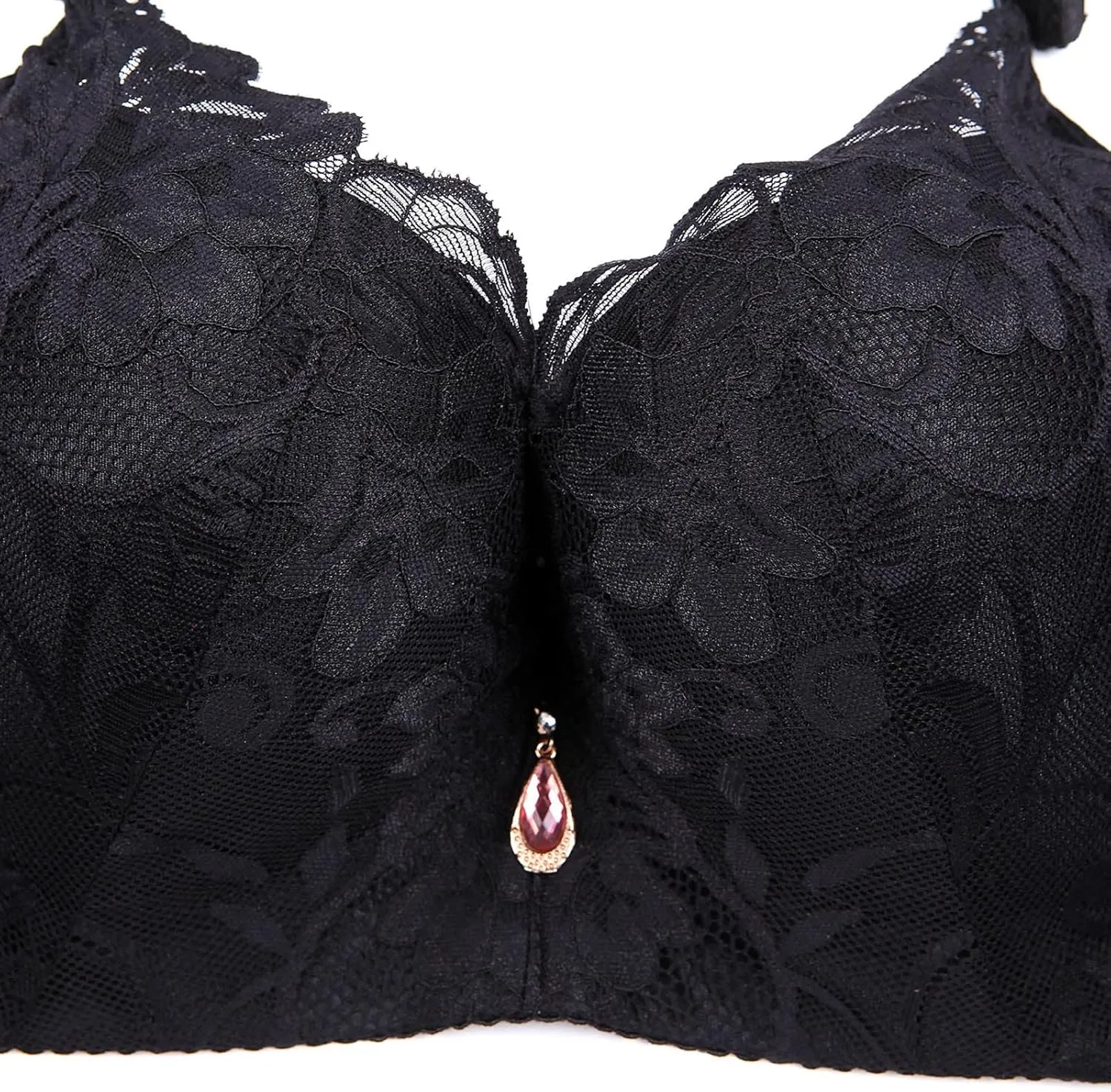 Womens Push Up Lace Bra Comfort Padded Underwire Bra Lacy Full-Coverage Wirefree Bra Lift Up Add One Cup