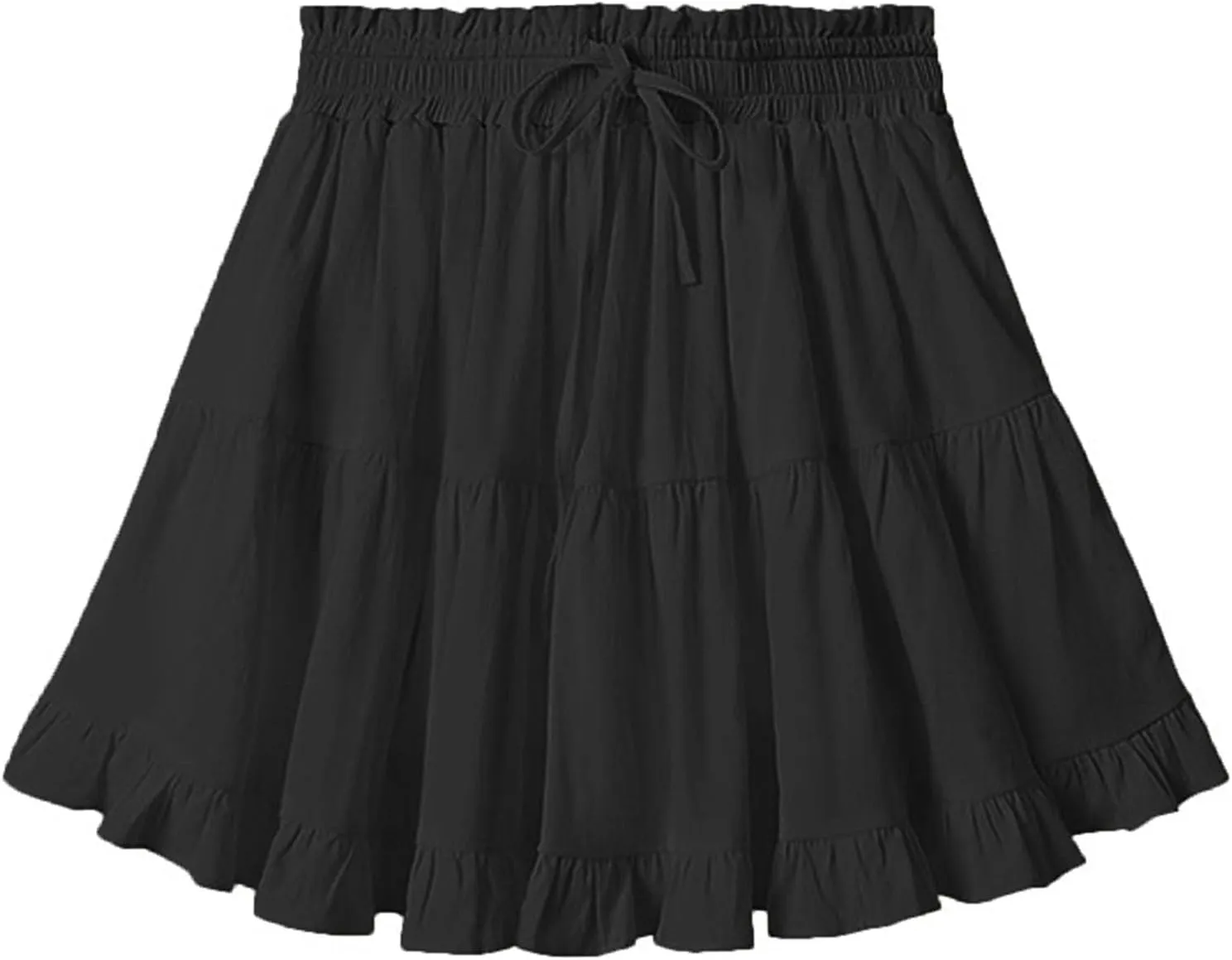 Womens Ruffles Mini Skirts Anti-Exposure Lined Lace up Elastic Waist Loose Comfy A-Line Pleated Skirt Tennis Skort