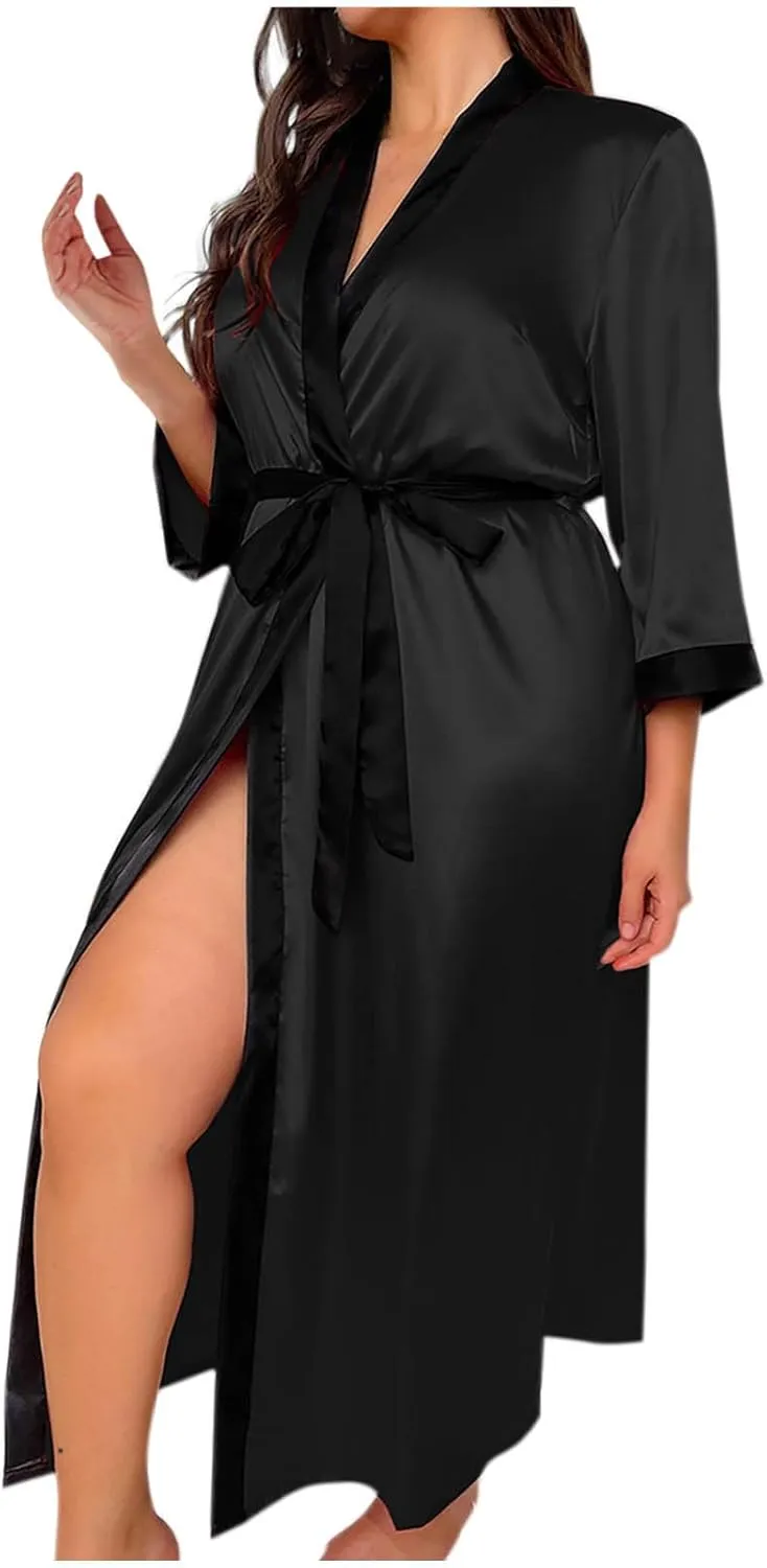 Women's Satin Robe Silk Kimono Bathrobe Pure Short Sexy Nightgown Sleepwear Bridesmaid Bride Party Robes Loungewear
