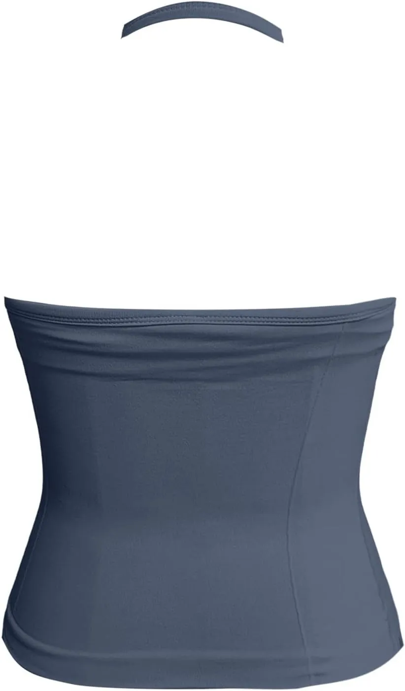 Women's Seamless Sports Halter Tops Deep V Neck Padded Sports Yoga Crop Cami Racer Back Slim Fit Elastic Vest