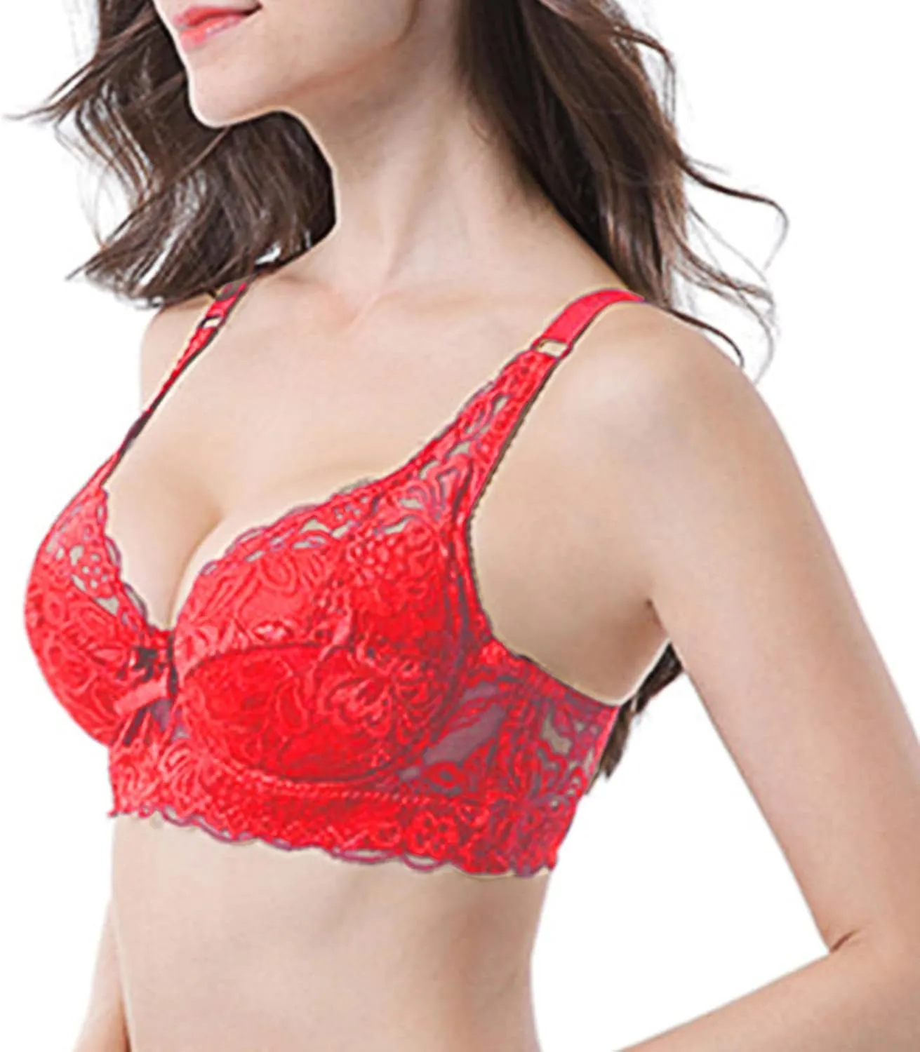 Women's Sexy Lace Bras, No Underwire Bralettes Full Coverage Comfortable Unlined Bralette with Support Everyday Bras