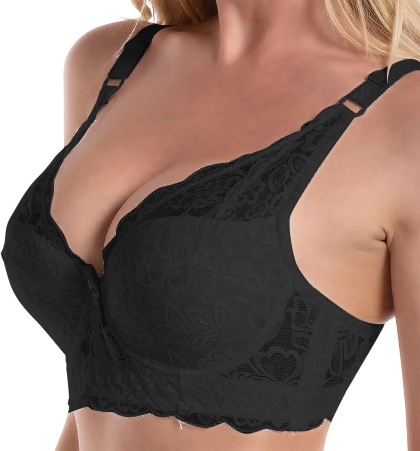 Women's Sexy Lace Push Up Bra Wireless Full Coverage T Shirt Bra No Underwire Lace Lift Bralette Comfort Seamless Bra